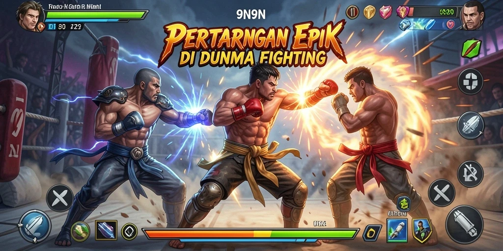 Screenshot menampilkan pertarungan seru di arena <strong>9N9N</strong>.