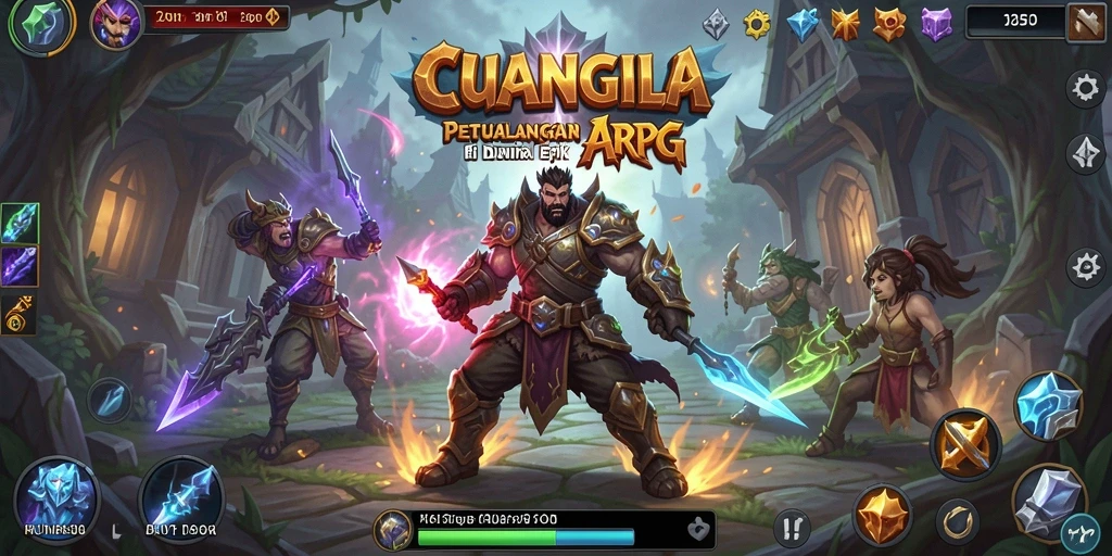 Tangkapan layar <strong>CUANGILA</strong> menampilkan pertempuran epik dalam dunia fantasi.