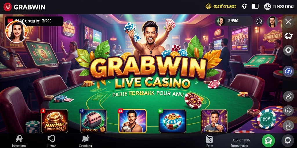 Tampilan screenshot GRABWIN menampilkan dealer langsung dan interaksi yang real-time.