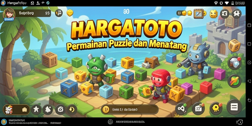 Screenshot HARGATOTO menampilkan gameplay puzzle yang seru dan menantang.