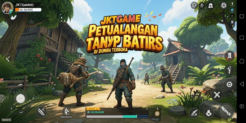 Screenshot gameplay JKTGAME menampilkan eksplorasi dalam dunia terbuka.