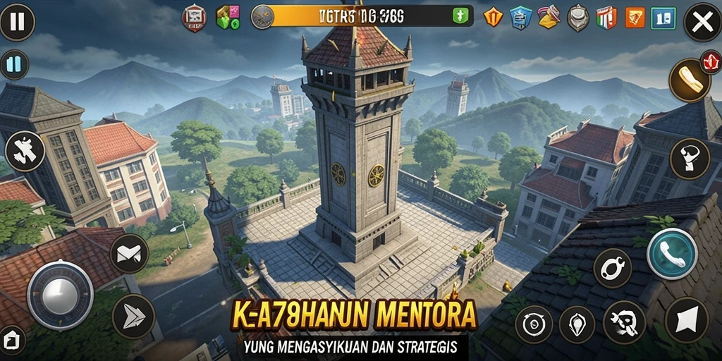 Screenshot KA789 menampilkan serangan menara dalam strategi Tower Defense.