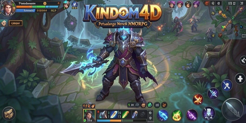 Screenshot gameplay KINDOM4D yang menampilkan aksi pertarungan dan eksplorasi.