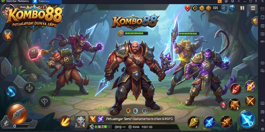 Menampilkan aksi seru dalam gameplay ARPG KOMBO88.
