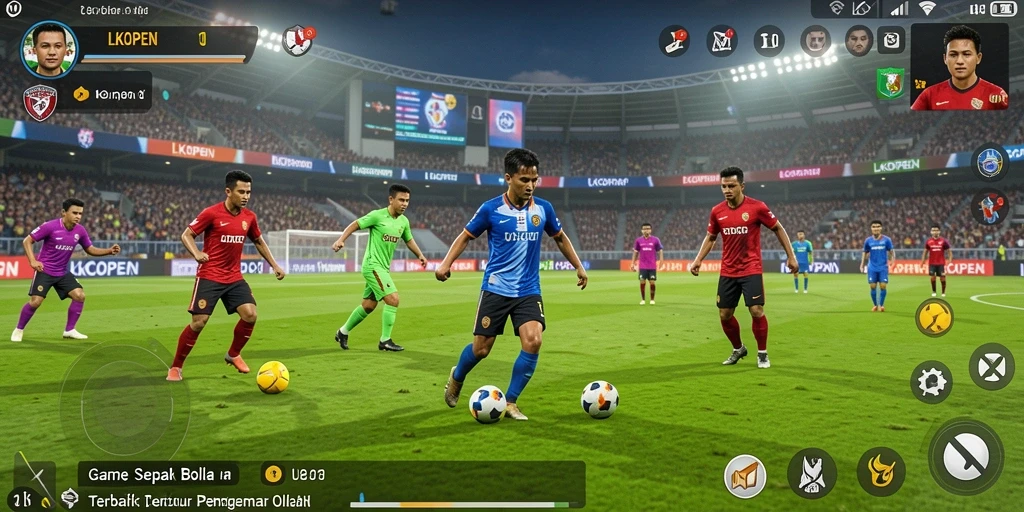 Gameplay mendebarkan dalam LKOPEN yang menampilkan pertarungan di lapangan sepak bola.