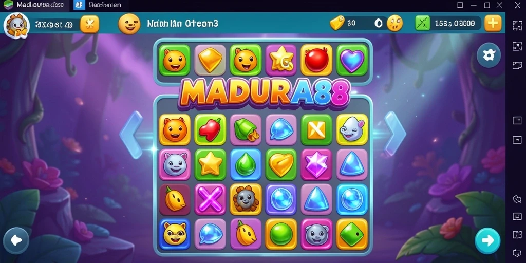 Tangkapan layar dari gameplay seru MADURA88 dengan berbagai tantangan Match-3.