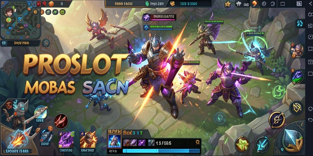 Tampilan gameplay seru di PROSLOT dengan aksi MOBA cepat.