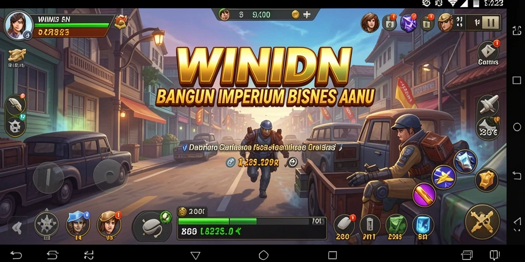 Tangkapan layar permainan WINIDN menunjukkan keseruan manajemen bisnis.